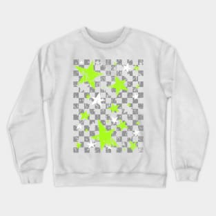 Gray and Green Stars Checkerboard Crewneck Sweatshirt